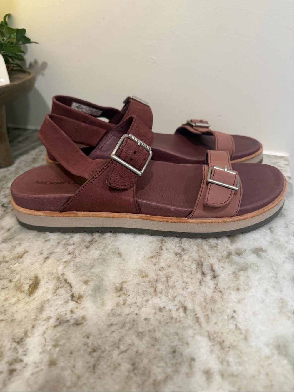 NEW MERRELL Juno Buckle Backstrap Comfort Sandals Marron Rouge Woman’s Size 10